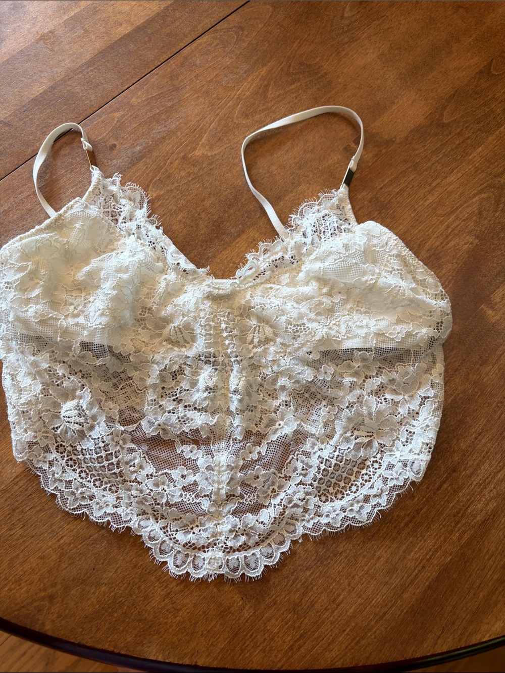 aerie Ivory Floral Lace Bralette Cami